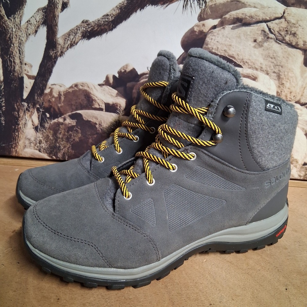 Salomon Ellipse Freeze CS Waterproof Women's Winter Boots Gray Suede Size 7.5